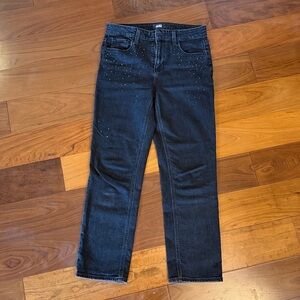 PAIGE Black Quartz Embellished Slim Jeans